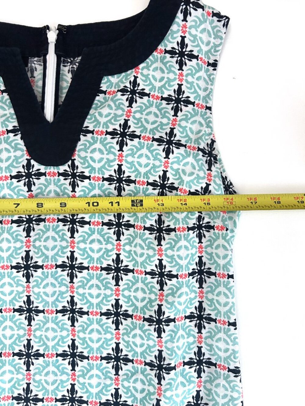 Talbots Linen Blend Geometric Sleeveless Knee Length Dress Size 6 - Picture 6 of 8
